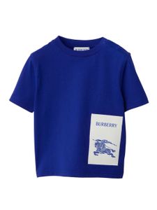 Burberry Kids t-shirt en coton à patch logo EKD - Bleu