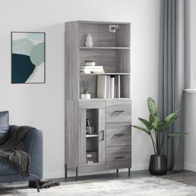 Hoge kast 69,5x34x180 cm bewerkt hout grijs sonoma eikenkleurig