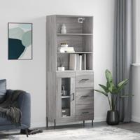 Hoge kast 69,5x34x180 cm bewerkt hout grijs sonoma eikenkleurig