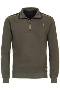 Casa Moda Casual Fit Half-Zip Sweater groen, Effen