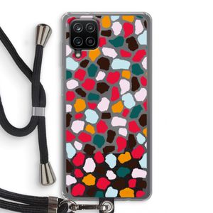 Colored Giraffe: Samsung Galaxy A12 Transparant Hoesje met koord