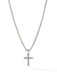 David Yurman collier en argent sterling Cable Classics Cross serti de diamants