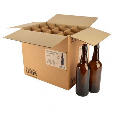 Beugelfles 75 cl, bruin, zonder beugel, COMBI, doos 12 st.