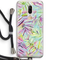 Tropical Palms Blue: OnePlus 6 Transparant Hoesje met koord