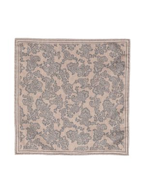 Brunello Cucinelli foulard en soie à imprimé cachemire - Marron