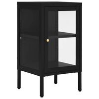 The Living Store Dressoir Modern Zwart - 38 x 35 x 70 cm - Staal en Glas