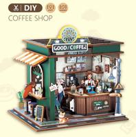 PlayfulMario Koffiebar - Coffee Shop met verlichting Houten Modelbouw Creatief & Educatief