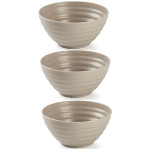 Set van 6x kommetjes/schaaltjes - Dessert/ontbijt - Kunststof - D14 cm - Taupe