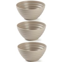 Set van 6x kommetjes/schaaltjes - Dessert/ontbijt - Kunststof - D14 cm - Taupe