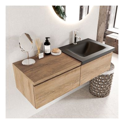 Mondiaz Bukla 120cm badmeubel met module 60 kleur washed oak 2 lades met wastafel rechts 1 kraangat kleur urban