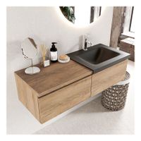 Mondiaz Bukla 120cm badmeubel met module 60 kleur washed oak 2 lades met wastafel rechts 1 kraangat kleur urban