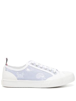Thom Browne baskets à broderies - Blanc