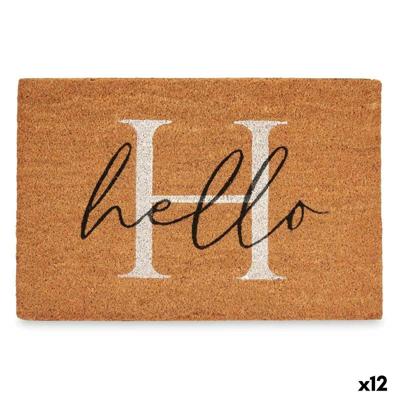 Deurmat Gift Decor Hello Wit Zwart Natuurlijk PVC 100 % PVC Kokosvezel 60 x 1 x 40 cm (10 Stuks) (12 Stuks)