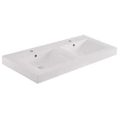 Xellanz Tigris Wastafel Dubbel met 2 Kraangaten - 120x46x8cm - Kunstmarmer - Glans Wit