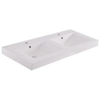 Xellanz Tigris Wastafel Dubbel met 2 Kraangaten - 120x46x8cm - Kunstmarmer - Glans Wit