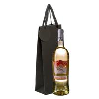 Cadeau tas verpakking voor 1 fles wijn/champagne - zwart - papier met glitters - flessentasje