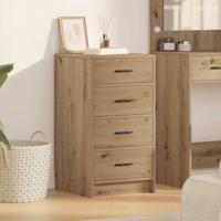 Dressoir artisanaal eikenkleurig 40 x 41 x 75 cm Bewerkt hout