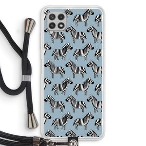 Zebra: Samsung Galaxy A22 4G Transparant Hoesje met koord