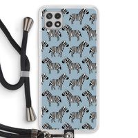 Zebra: Samsung Galaxy A22 4G Transparant Hoesje met koord