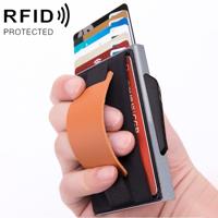 X-32C automatisch Uitvouwkaart type anti-magnetische RFID anti-diefstal mannen aluminiumlegering B Dial knop elastische tas portemonnee met PU lederen