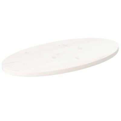 Tafelblad ovaal 70x35x2,5 cm massief grenenhout wit