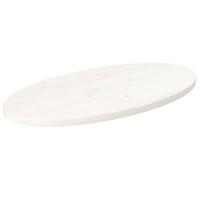 Tafelblad ovaal 70x35x2,5 cm massief grenenhout wit