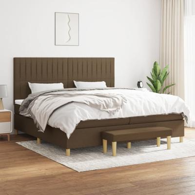 Boxspring met matras stof donkerbruin 200x200 cm
