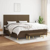 Boxspring met matras stof donkerbruin 200x200 cm
