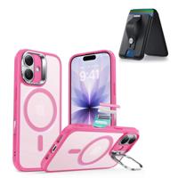 iPhone 17 Classic Hybrid Magnetic Case (Camera Control, Stash Stand) with Wallet Stand Bundle - Frosted Pink