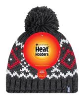 Heat Holders Mens pom pom hat Helsinki charcloal/red (1 st)