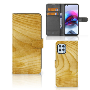 Motorola Moto G100 Book Style Case Licht Hout