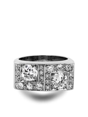 Pragnell Vintage bague Art Deco en or blanc 18ct pavée de diamants - Argent