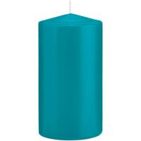 Cilinderkaars/stompkaars - 2x - turquoise - 8 x 15 cm - 69 branduren