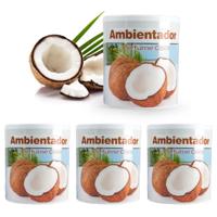 Geur gel Kokos geur - 4x - 95 gram - geur blikje - 6 x 7 cm - auto/interieurparfum/luchtverfrisser
