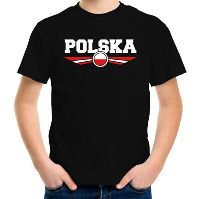 Polen landen supporters t-shirt - zwart - kinderen - Fan kleding - EK / WK / Olympische spelen