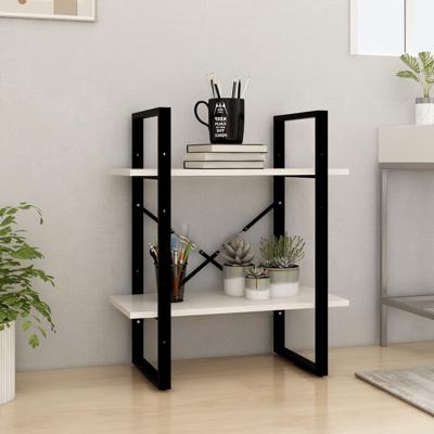 Boekenkast met 2 schappen 40x30x70 cm massief grenenhout wit