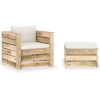 2-delige Loungeset met kussens groen geïmpregneerd hout 2-delige Loungeset met kussens groen geïmpregneerd hout