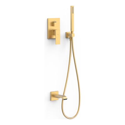 Regendouche set Tres Cuadro | Inbouw | Mengkraan | 2-weg | rechthoek | 24k Goud mat
