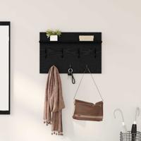 Wandgemonteerde kapstok met plank Zwart eiken 60 x 40 x 12 cm