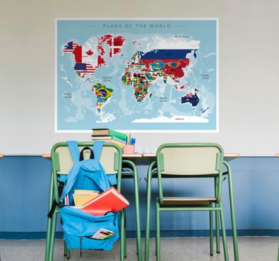 Poster vlaggen met wereldkaart