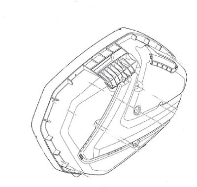 GIVI V37 bovenschaal, Onderschaal & deksel voor koffers op de moto, Zwart links
