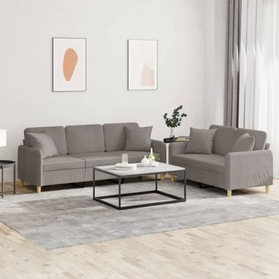 2-delige Loungeset met kussens stof taupe