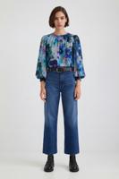 Gebloemde loose fit blouse - BLUE - M