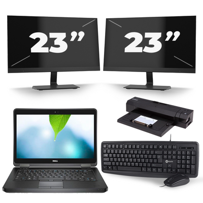 Dell Latitude E5440 - Intel Core i3-4e Generatie - 14 inch - 8GB RAM - 256GB SSD - Windows 11 + 2x 23 inch Monitor