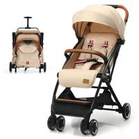 Kinderwagen Kinderbuggy met Verstelbare Rugleuning Reisbuggy met Ligfunctie 5-Punts Veiligheidsgordel voor Baby's 6-36 Maanden Beige
