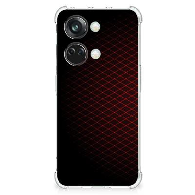 OnePlus Nord 3 Doorzichtige Silicone Hoesje Geruit Rood OnePlus Nord 3 Doorzichtige Silicone Hoesje Geruit Rood