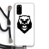 Angry Bear (white): Samsung Galaxy S20 Transparant Hoesje met koord