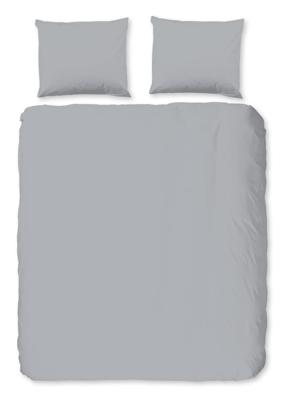Good Morning Dekbedovertrek "uni dessin" - Zilver - (200x200/220 cm) - Katoen Flanel