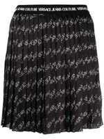 Versace Jeans Couture fully-pleated logo-print miniskirt - Noir