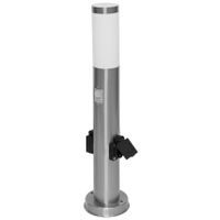 LED paal armatuur E27 IP54 sensor 2x stopcontact RVS 60 cm